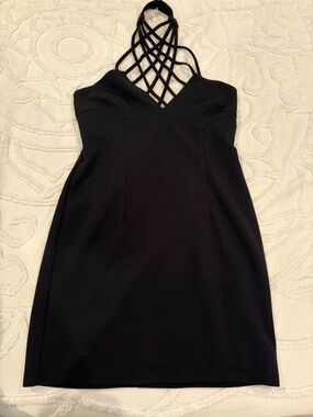 TOBI Black Mini Dress Strappy Criss Cross Halter Neck